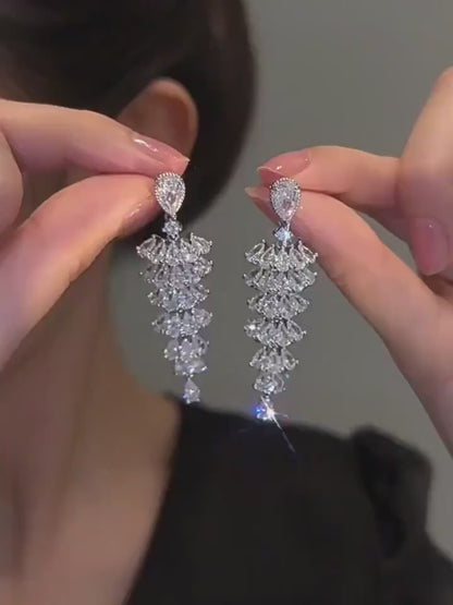 Sparkling Zircon Christmas Tree Drop Earrings