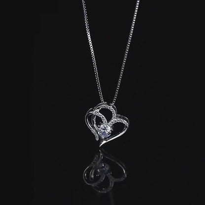 Double Love Heart Zircon Necklace