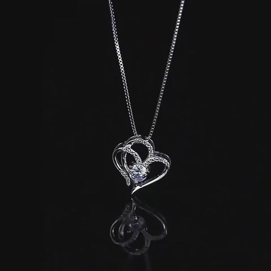 Double Love Heart Zircon Necklace