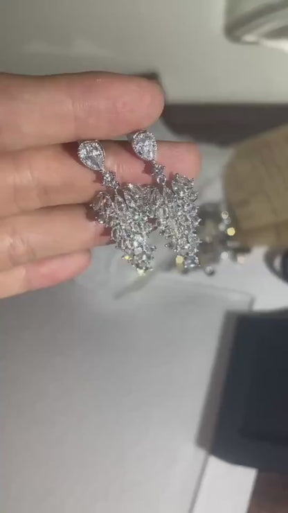 Sparkling Zircon Christmas Tree Drop Earrings