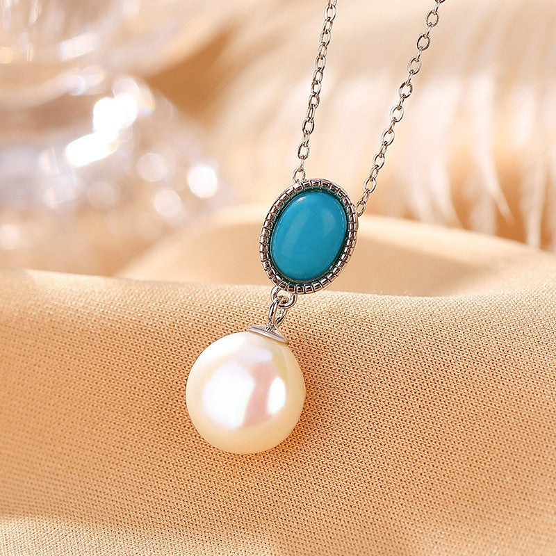 Vintage Turquoise & Baroque Pearl Drop Earrings