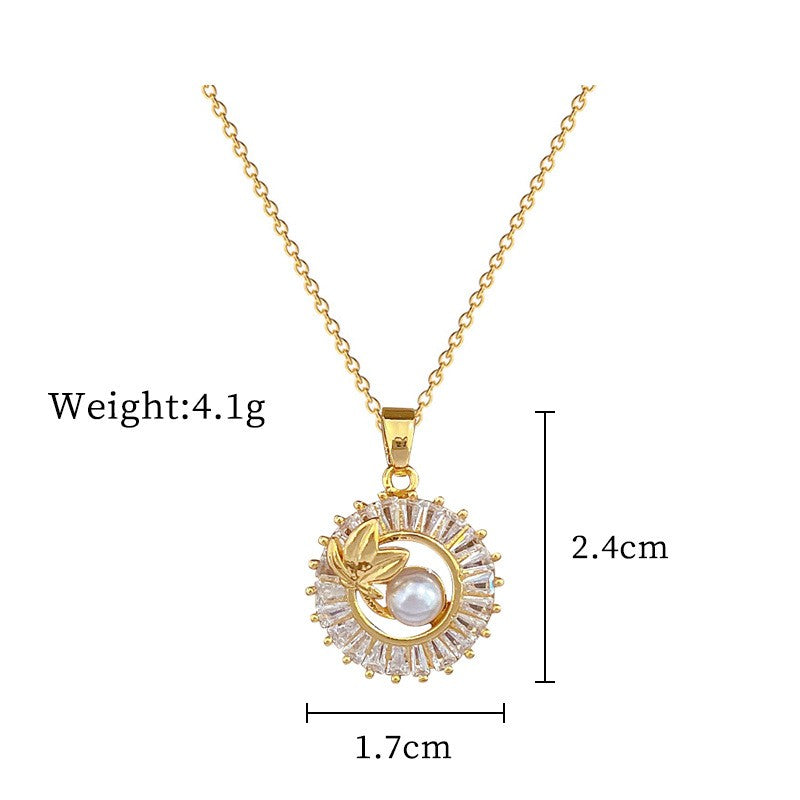 Elegant Pearl & Crystal Leaf Necklace and Earrings Set