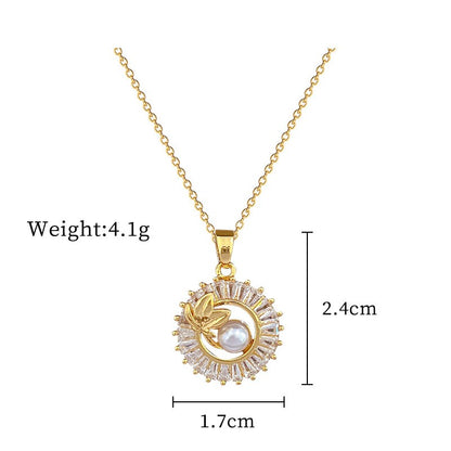 Elegant Pearl & Crystal Leaf Necklace and Earrings Set