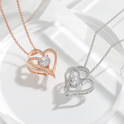 Double Love Heart Zircon Necklace