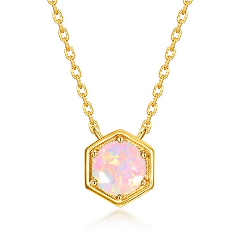 Twelve Birthstone Necklace – Gold-Plated Turquoise Hexagon Pendant