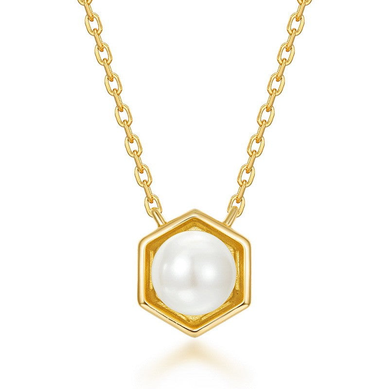 Twelve Birthstone Necklace – Gold-Plated Turquoise Hexagon Pendant