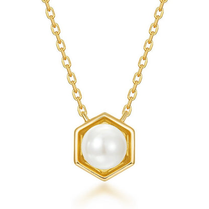 Twelve Birthstone Necklace – Gold-Plated Turquoise Hexagon Pendant