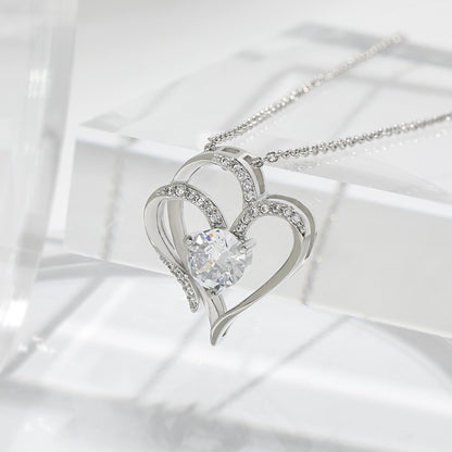 Double Love Heart Zircon Necklace
