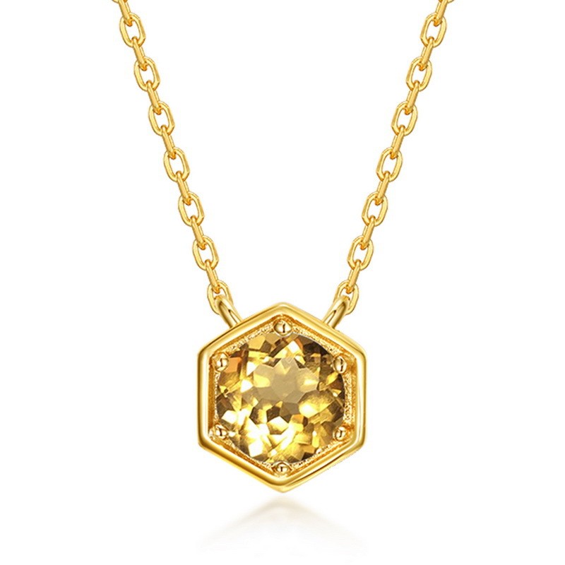 Twelve Birthstone Necklace – Gold-Plated Turquoise Hexagon Pendant