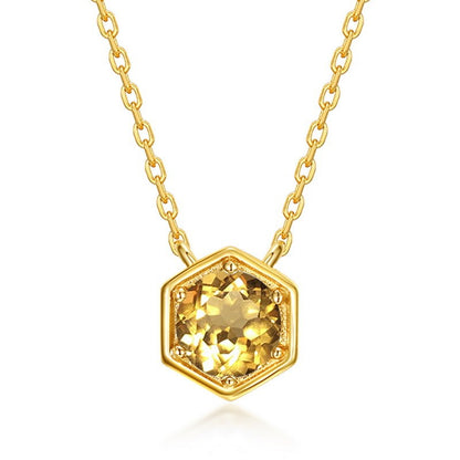Twelve Birthstone Necklace – Gold-Plated Turquoise Hexagon Pendant