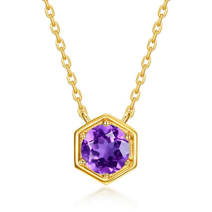Twelve Birthstone Necklace – Gold-Plated Turquoise Hexagon Pendant