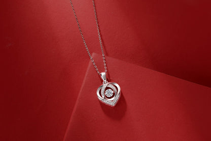 Heart Dancing Moissanite Pendant Necklace – Silver
