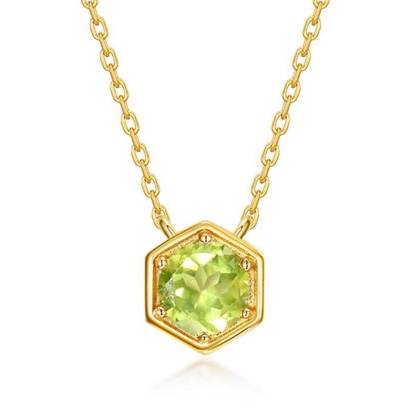 Twelve Birthstone Necklace – Gold-Plated Turquoise Hexagon Pendant
