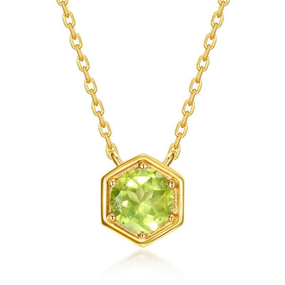 Twelve Birthstone Necklace – Gold-Plated Turquoise Hexagon Pendant