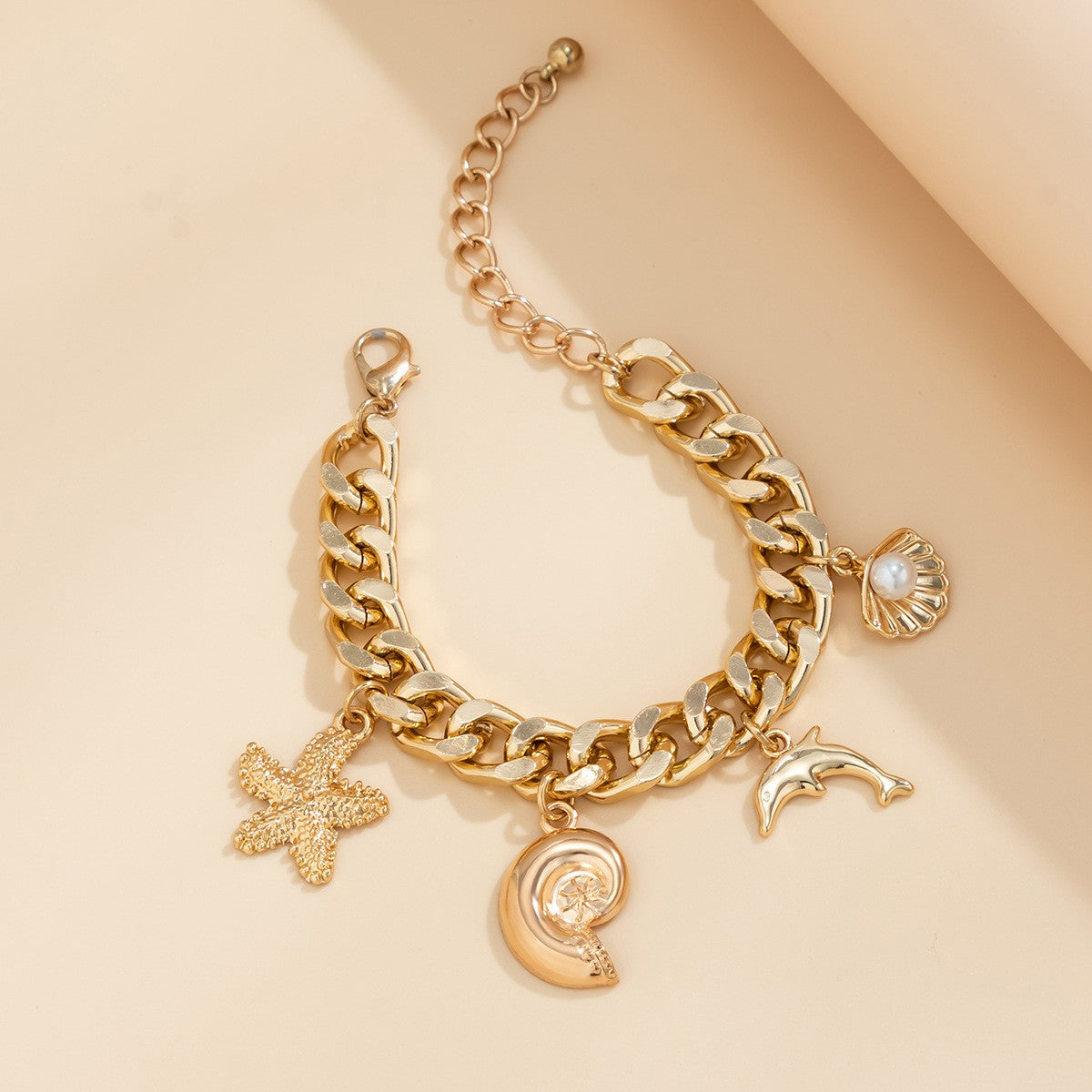 Boho Conch Dolphin Starfish Pendant Choker Necklace