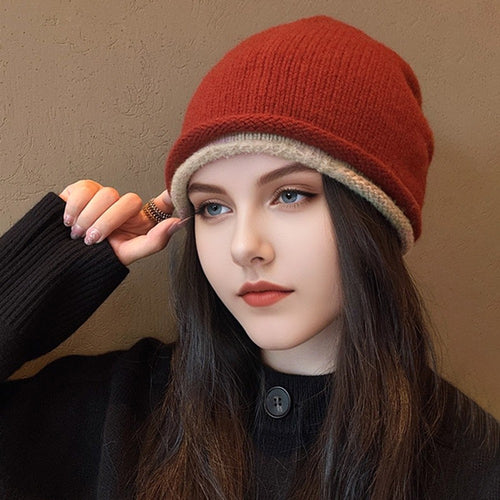 🎁 FREE GIFT – Women's Winter Colorblock Cashmere Knitted Beanie (with any 3 items)