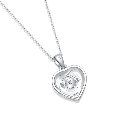 Heart Dancing Moissanite Pendant Necklace – Silver