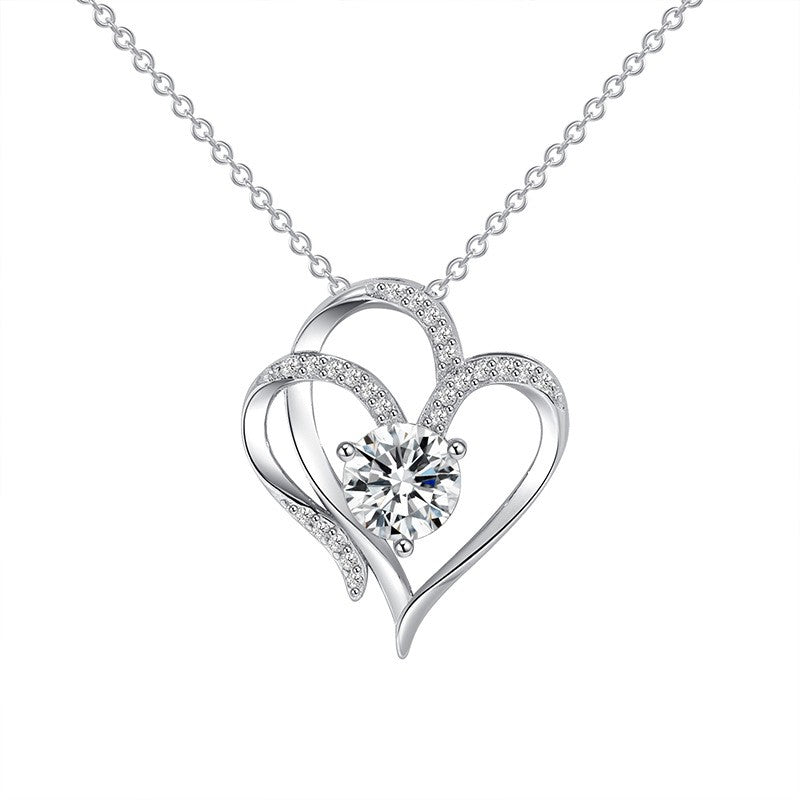 Double Love Heart Zircon Necklace