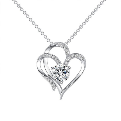 Double Love Heart Zircon Necklace