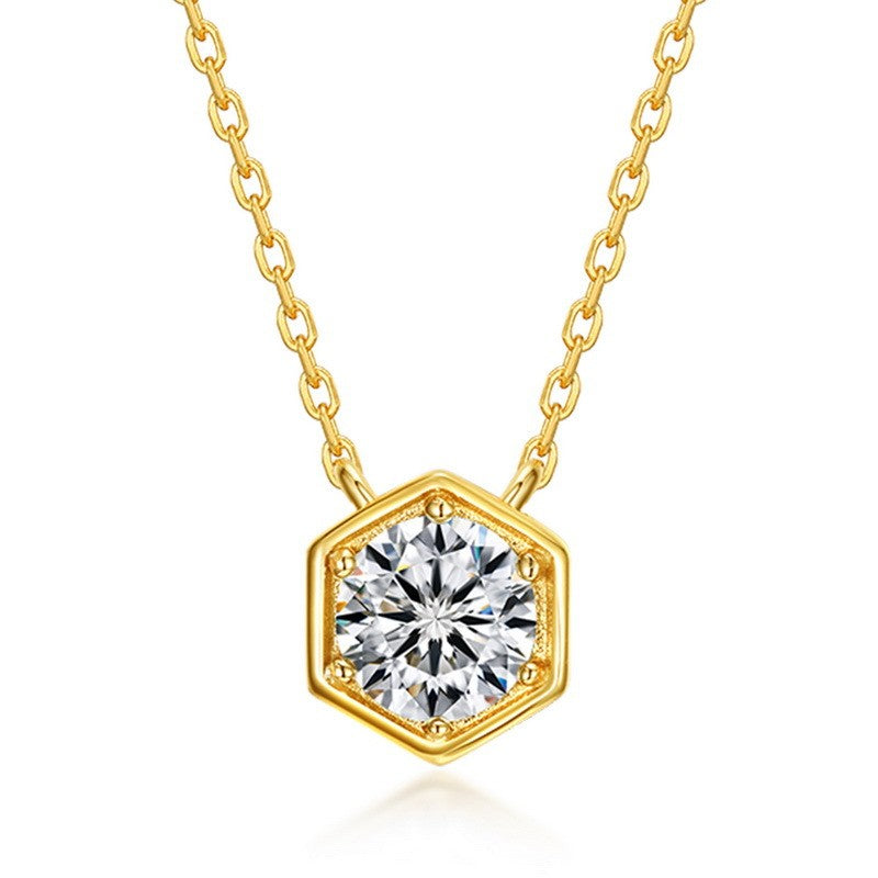 Twelve Birthstone Necklace – Gold-Plated Turquoise Hexagon Pendant