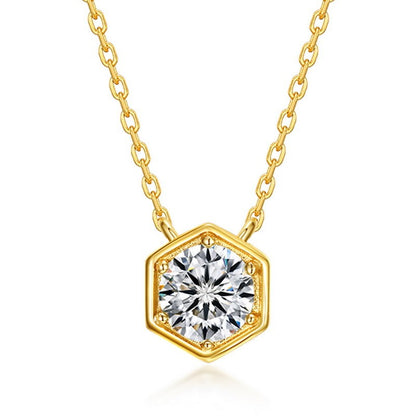 Twelve Birthstone Necklace – Gold-Plated Turquoise Hexagon Pendant