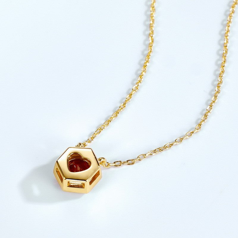 Twelve Birthstone Necklace – Gold-Plated Turquoise Hexagon Pendant