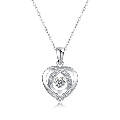 Heart Dancing Moissanite Pendant Necklace – Silver