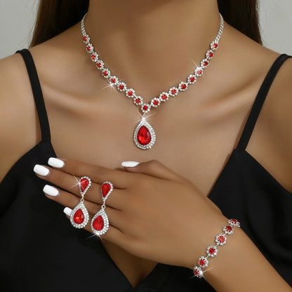 Royal Blue Crystal Bridal Jewelry Set – Necklace, Earrings & Bracelet (3-Piece)