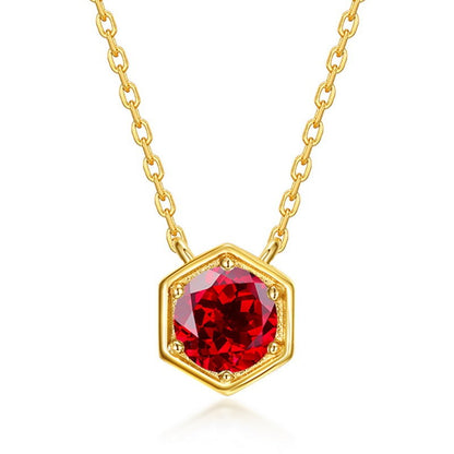 Twelve Birthstone Necklace – Gold-Plated Turquoise Hexagon Pendant