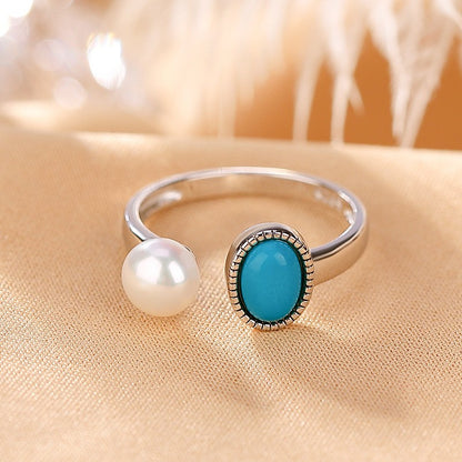 Vintage Turquoise & Baroque Pearl Drop Earrings