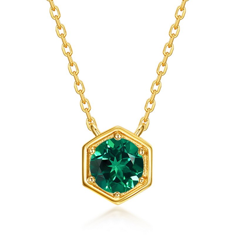Twelve Birthstone Necklace – Gold-Plated Turquoise Hexagon Pendant