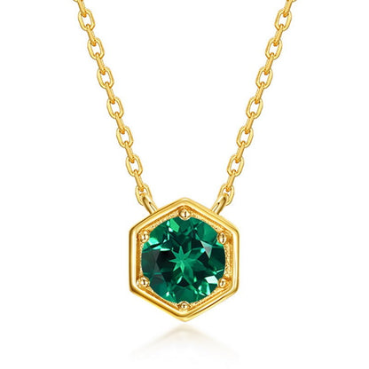 Twelve Birthstone Necklace – Gold-Plated Turquoise Hexagon Pendant