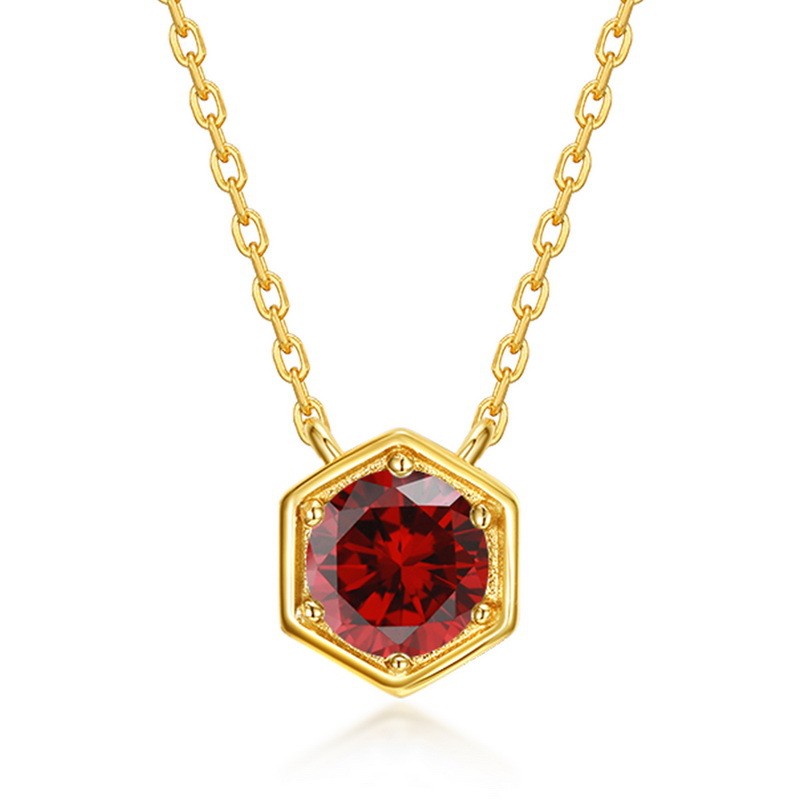 Twelve Birthstone Necklace – Gold-Plated Turquoise Hexagon Pendant