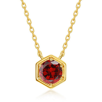 Twelve Birthstone Necklace – Gold-Plated Turquoise Hexagon Pendant