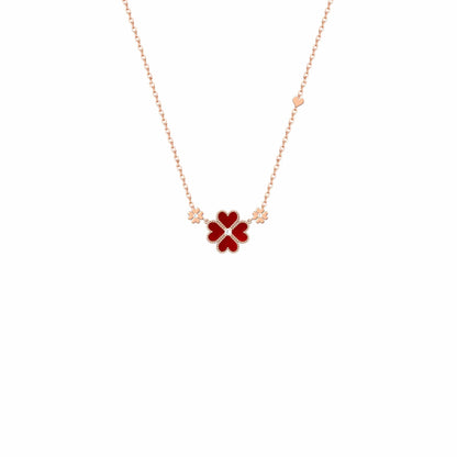 Red Clover Necklace – Rose Gold Tone