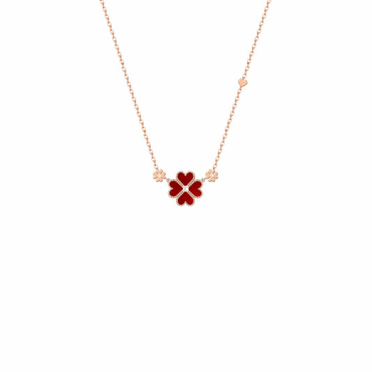 Red Clover Necklace – Rose Gold Tone