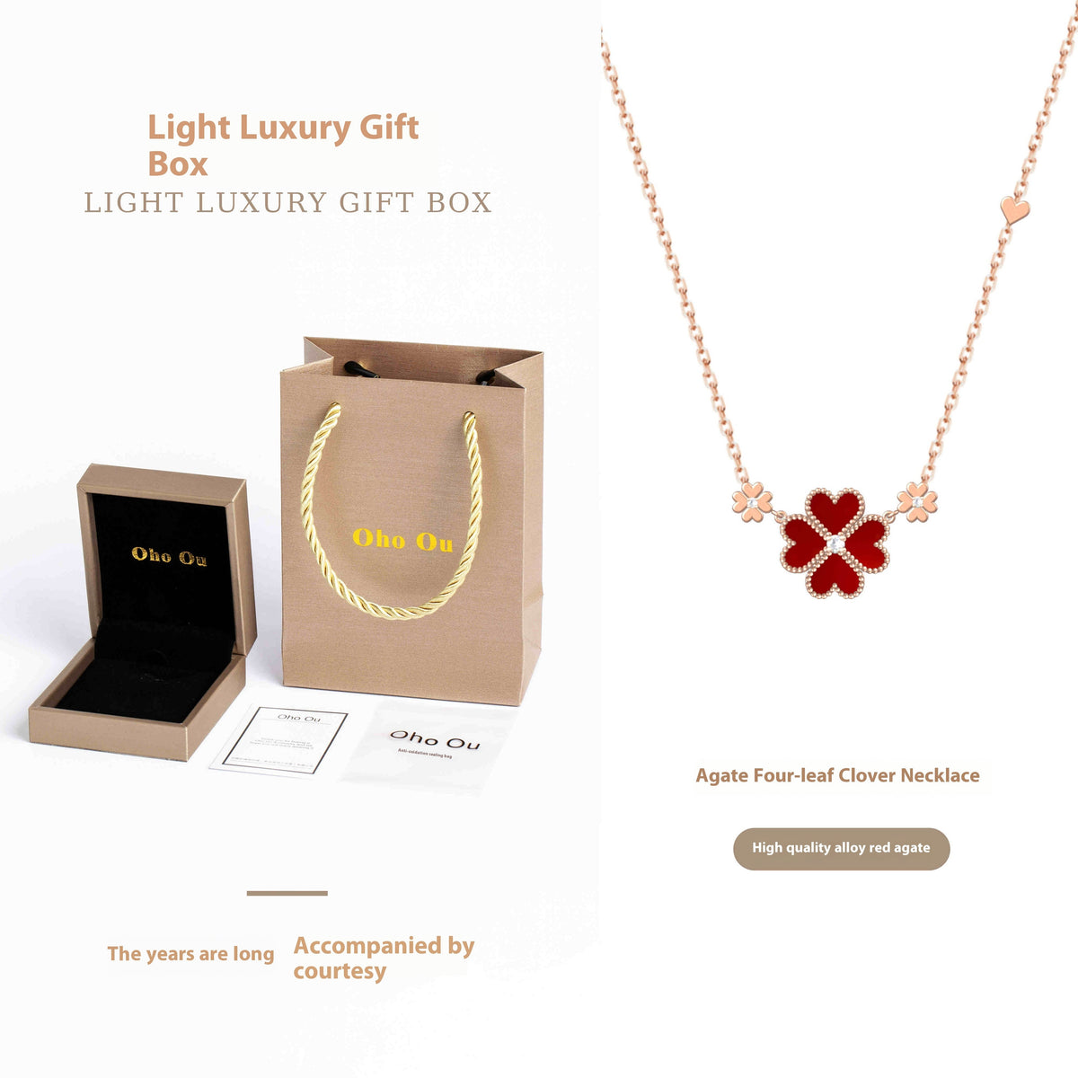 Red Clover Necklace – Rose Gold Tone