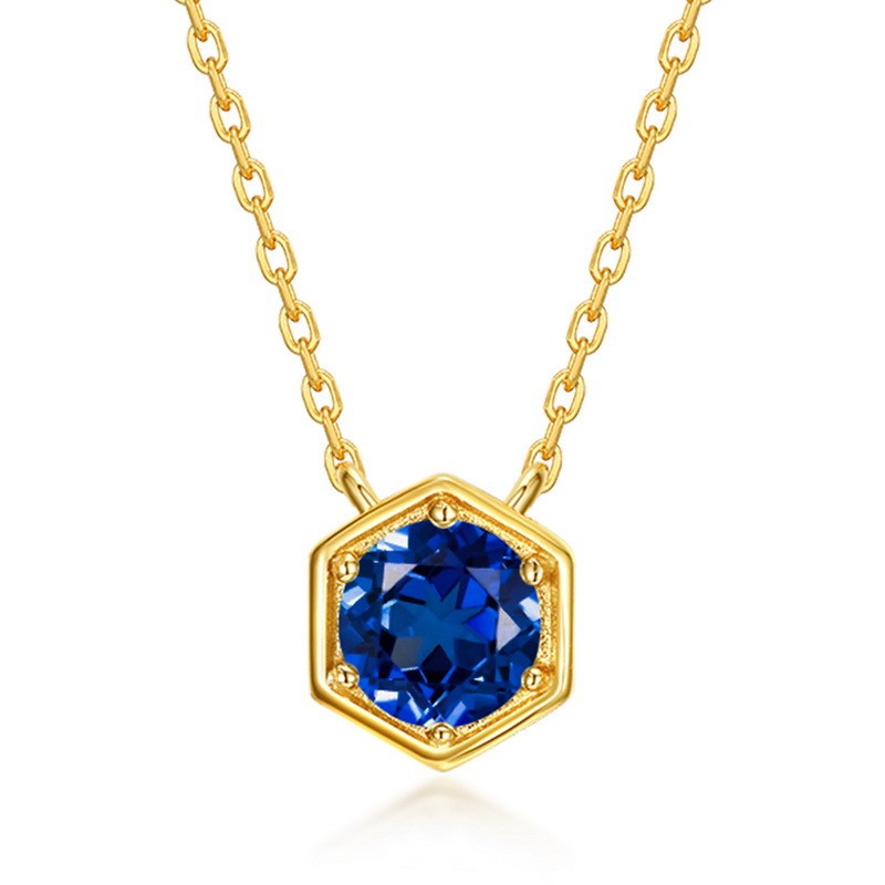 Twelve Birthstone Necklace – Gold-Plated Turquoise Hexagon Pendant