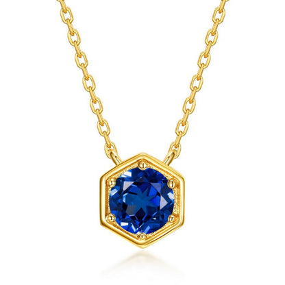 Twelve Birthstone Necklace – Gold-Plated Turquoise Hexagon Pendant