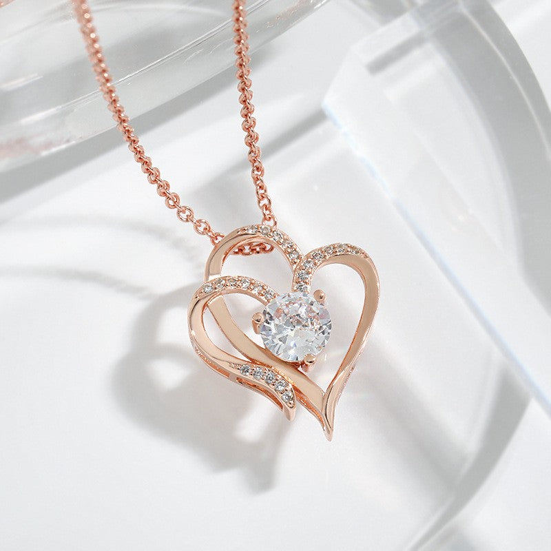 Double Love Heart Zircon Necklace
